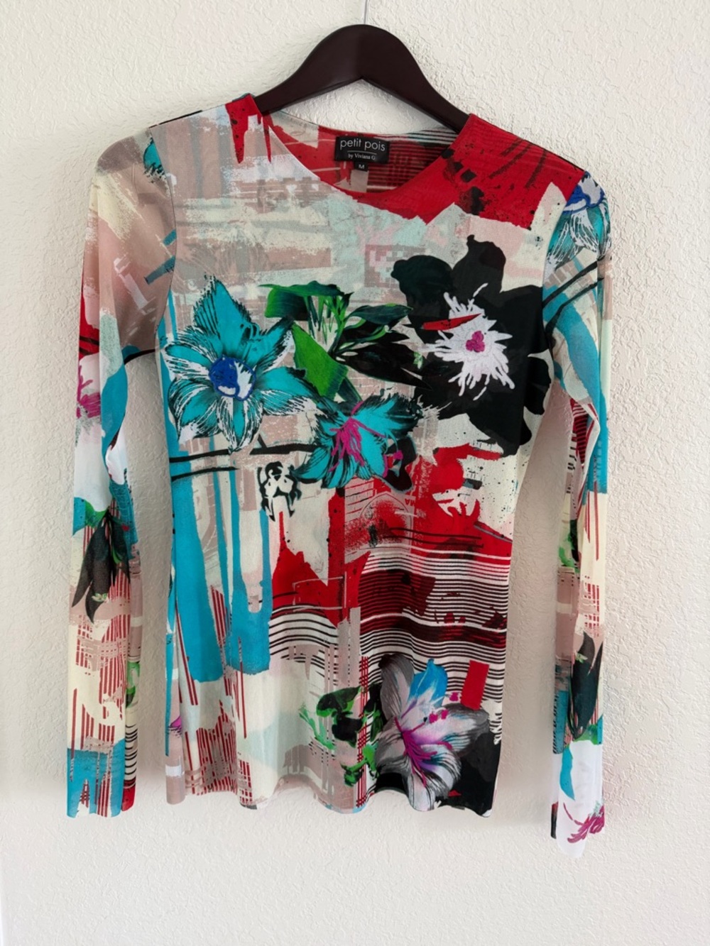 Petit Pois NWOT Abstract Floral Mesh Top - Gaultier Style Tattoo Mesh - Size M